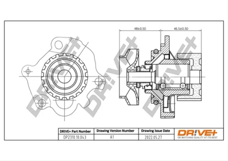 Drive+ Насос охолоджуючої рідини (аналог VKPC 81623 SKF) DR!VE+ DP2310.10.043