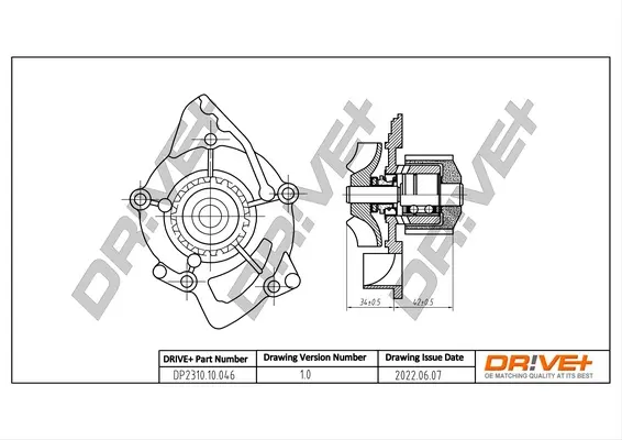 Drive+ Насос охолоджуючої рідини (аналог P801 HEPU) DR!VE+ DP2310.10.046 (фото 1)