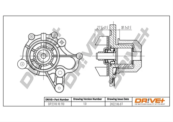 Drive+ Насос охолоджуючої рідини (аналог P7797 HEPU) DR!VE+ DP2310.10.110 (фото 1)