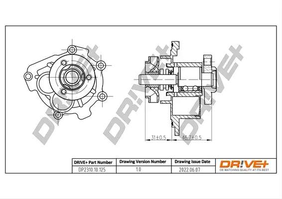 Drive+ Насос охолоджуючої рідини (аналог VKPC 85312 SKF) DR!VE+ DP2310.10.125 (фото 1)