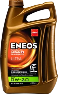 Масло ДВС 0W-20 ENEOS ULTRA API SM, ILSAC GF-5, 4л, синт. Eneos EU0021301N