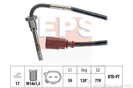 Датчик температури відпрацьованих газів до сажевого фільтра VW Transporter 2.0TDI 09- EPS 1.220.048