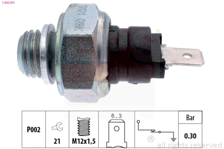 Датчик тиску оливи Seat Ibiza 0.9-1.2 84-93/Fiat Panda 0.7-1.0 80-04 (M12x1.5) EPS 1800001