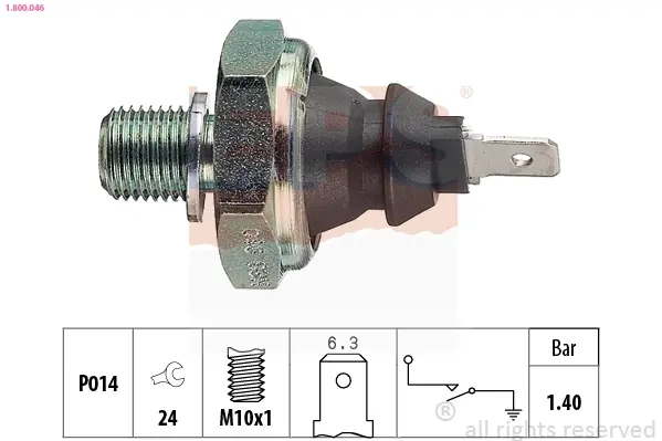 Датчик тиску оливи VW LT 2.4D 78-96 (1.4 bar) (чорний) EPS 1.800.046 (фото 1)