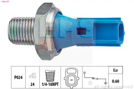 Датчик тиску оливи Ford Transit 2.4D 00-06 (0.6 bar) EPS 1800147