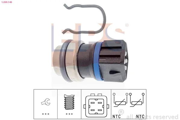 Датчик температури охолоджуючої рідини VW Caddy II/T4 1.4-2.5 90-04 (4 конт.) (синій) EPS 1.830.146 (фото 1)