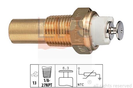 Датчик температуры двигателя Daewoo Espero 1.8-2.0; Opel Astra F, Vectra B 95- EPS 1830235