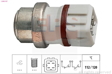 Датчик температури охолоджуючої рідини VW T4/Caddy II 1.8-2.0 90- (4 конт.) 112-120°С EPS 1.840.107
