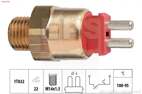 Датчик увімкнення вентилятора MB 190 (W201)/(W124) 81-93 (2 конт.) (100-95°C) EPS 1.850.169