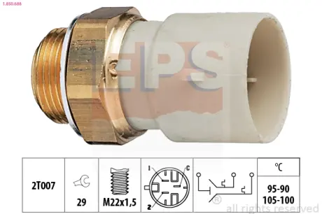 Датчик увімкнення вентилятора Opel Omega B 2.0-3.0 V6 94-03 (3 конт.) (105-100/95-90°C) EPS 1.850.688