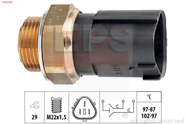 Датчик увімкнення вентилятора VW Caddy III 1.4-2.0SDI 04-15 (90°C-95°C/97°C-102°C) EPS 1850690 (фото 1)