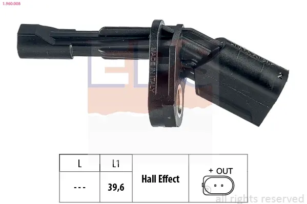 Датчик ABS (задній) Audi A3/Q3/TT/Skoda Octavia/SuperB/VW Golf/Jetta/Passat/Touran 1.2-3.6 03- (R) EPS 1.960.008 (фото 1)