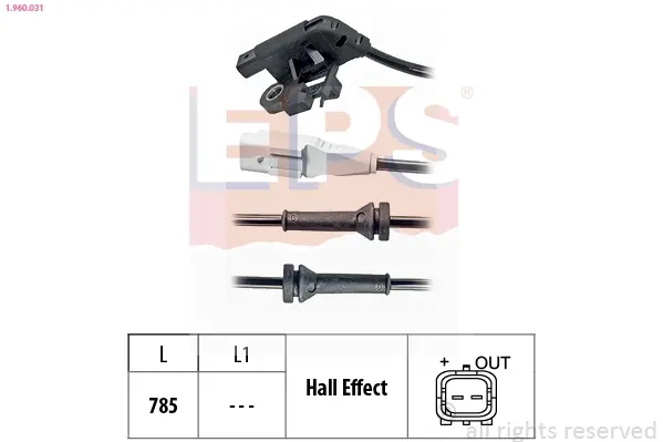 Датчик ABS (задній) Citroen C4/Peugeot 307 1.4-2.0/1.4HDI-2.0HDI 00-13 EPS 1.960.031 (фото 1)