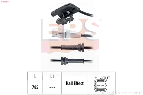 Датчик ABS (задній) Citroen C4/Peugeot 307 1.4-2.0/1.4HDI-2.0HDI 00-13 EPS 1.960.031