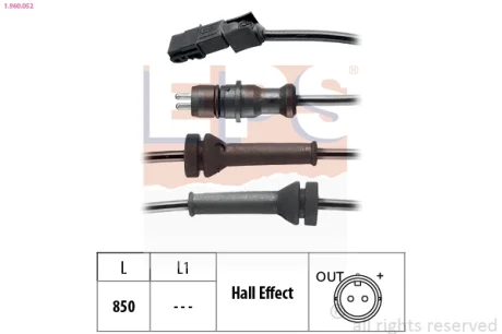 Датчик ABS (задній) Renault Megane II/Scenic II 1.4-2.0 02- EPS 1.960.052