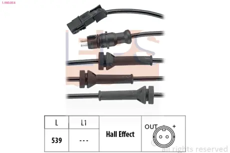 Датчик ABS (передній) Renault Laguna II/Megane II/Scenic II 1.4-3.5/1.5D-3.0D 01- EPS 1.960.054