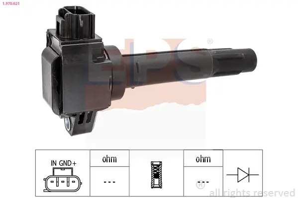Котушка запалювання Suzuki Baleno 1.2 16-/Ignis III 1.2 16-/Swift 1.0/1.2/1.4 17-/SX4 S-Cross 1.0/1.4 16-/Vitara 1.0/1.4 15- EPS 1.970.621 (фото 1)