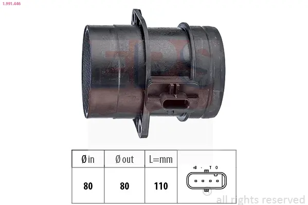Витратомір повітря Audi A4/A6/Q3/Q5/VW Caddy/Crafter/Golf/T5 2.0TDI 05- EPS 1.991.446 (фото 1)