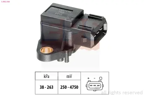Датчик тиску наддува MB Sprinter 901-904/Vario 2.9TDI 95- EPS 1993104