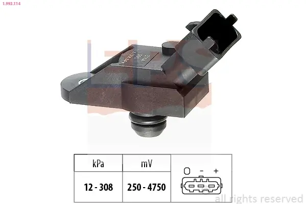 Датчик тиску наддува Opel Zafira A 2.0-2.2 DTI 00-05 EPS 1.993.114 (фото 1)