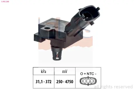Датчик тиску повітря в впускному коллекторі Volvo S60/S80/V60/XC70/XC70 EPS 1.993.248