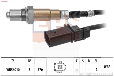 Лямбда-зонд Kia Sportage 1.6LPG 20-22 /VW Golf VII 1.4GTE Hybrid 14-20/Passat B8 1.4GTE Hybrid 15- EPS 1998587