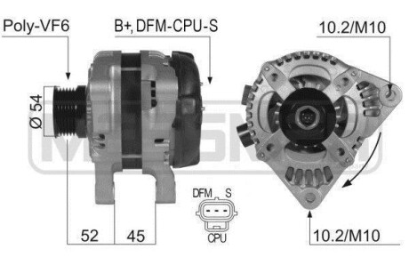 Генератор Ford Focus II 2.0 TDCI -12/Mazda 3 1.6 -13/Volvo S40 II -12 ERA 210358