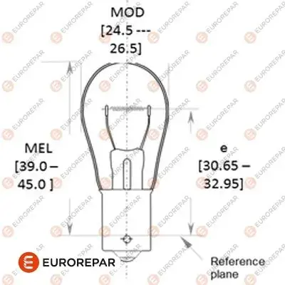 Лампа накаливания P21W 12V 21W BA 15s EUROREPAR 1616431280 (фото 1)