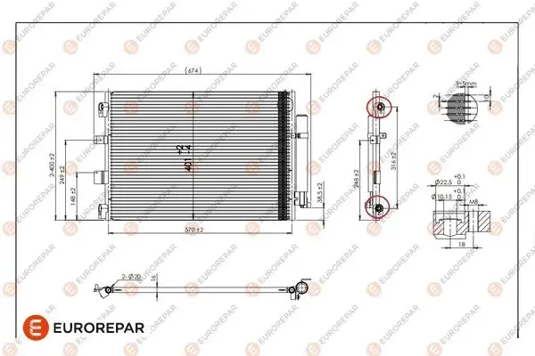 Радіатор кондиціонера C-MAX/FOCUS/TRANSIT 1.0-1.6 12- EUROREPAR 1679997380 (фото 1)