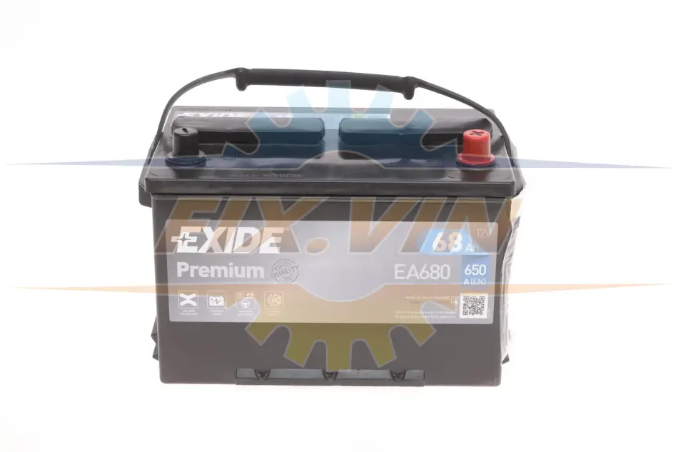 Акумуляторна батарея 68Ah/650A (277x175x190/+R/B1+B12) Premium EXIDE EA680 (фото 1)