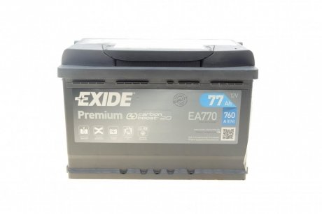 АКБ 6СТ-77 R+ (пт760) (необслуж) Premium EXIDE EA770