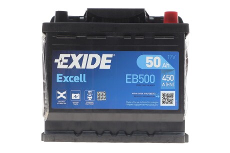 АКБ 6СТ-50 R+ (пт450) (необслуж) EXCELL EXIDE EB500