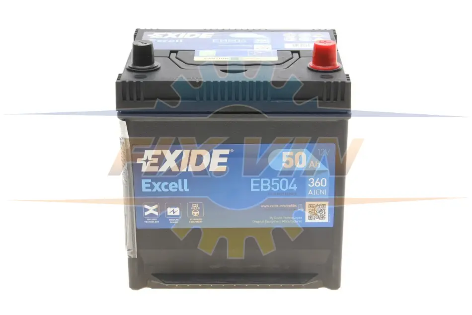 Акумуляторна батарея 50Ah/360A (200x173x222/+R/B1) Excell (Азія) EXIDE EB504 (фото 1)
