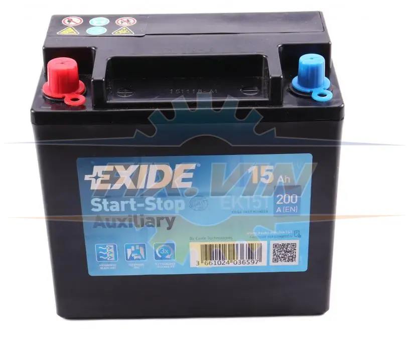 Акумулятор 15Ah-12v Exide AGM AUXILIARY (150х90х145), L, EN200 EXIDE EK151 (фото 1)