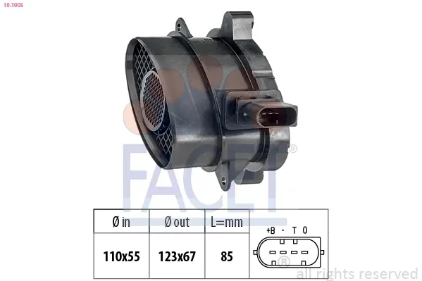Расходомер воздуха BMW 3(E46/E90)/ 5(E60)/X3(E83) 2.0D/2.5D/3.0D 03-11 FACET 10.1005 (фото 1)