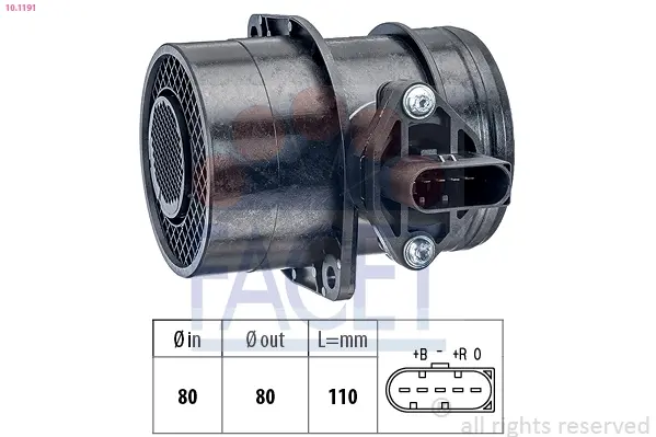 Витратомір повітря Caddy 2.0TDI 07-10/LT 2.8TDI/T5 2.5TDI 03- (10.1191) Facet FACET 101191 (фото 1)
