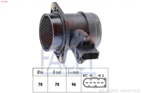 Витратомір повітря (5 конт.) VW T5/Golf IV 1.6-4.2 95-15 FACET 10.1221