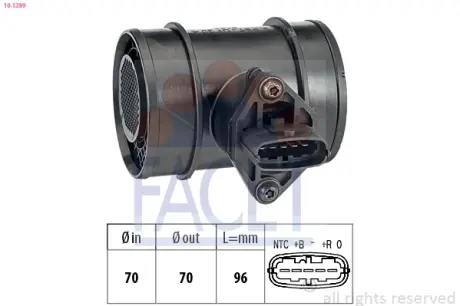 Витратомір повітря Combo 1.3-1.7 CDTi 16V 03> (10.1289) Facet FACET 101289