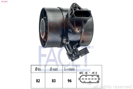 Витратомір повітря MERCEDES C,E-class (W203/W204/W211 2.1-3.2CDI 02-10 FACET 10.1354
