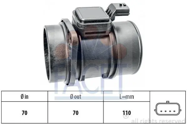 Витратомір повітря Trafic 2.0 dCi 06-/Kangoo 1.5 dCi 09-/Logan 1.5 dCi 10- FACET 10.1454 (фото 1)