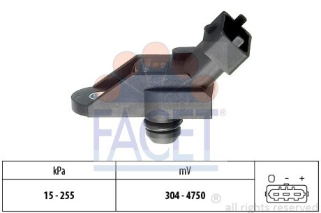 Датчик тиску наддуву Opel Astra G/Omega/Vectra B/Zafira A 1.7-2.2 96-05 FACET 10.3014