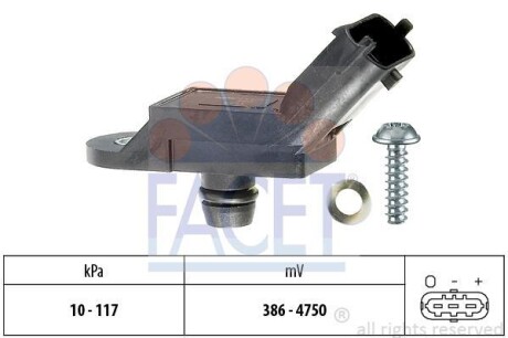 Датчик тиску наддуву (4 конт.) AUDI A1/A3-A8/CADDY/PASSAT/T5 1.2-6.3 03- FACET 10.3133 (фото 1)