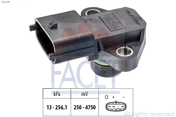 Датчик тиску наддуву (MAP) Hyundai SantaFe (01-) 2.0 CRDi (10.3179) Facet FACET 103179 (фото 1)
