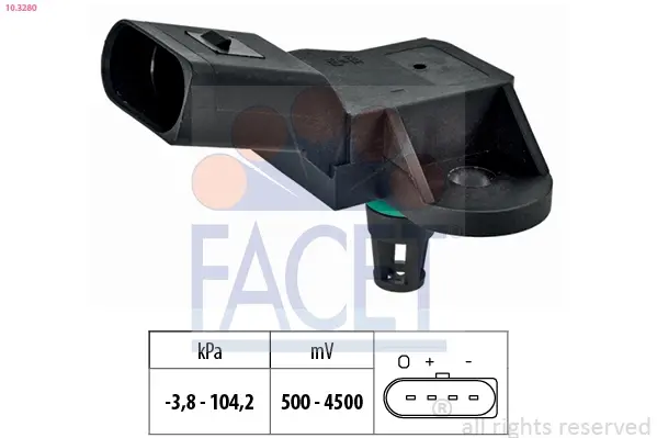 Датчик тиску наддуву (MAP) VW/Skoda/Audi 1.2, 1.4, 2.0 TCi (10.3280) Facet FACET 103280 (фото 1)