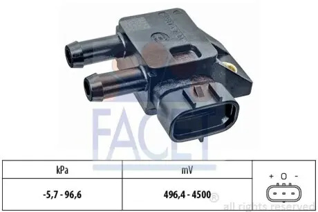 Датчик тиску вихлопних газів Toyota AVENSIS III 2.0 D-4D (ADT270_) (12-18) Facet FACET 10.3333