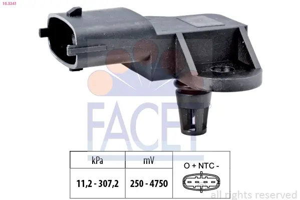 Датчик тиску вихлопних газів Fiat Doblo / Ford Focus/Mondeo/Transit Connect 1.0-2.3 i/EcoBoost 11-> Facet FACET 10.3341 (фото 1)