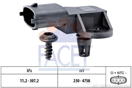 Датчик тиску вихлопних газів Fiat Doblo / Ford Focus/Mondeo/Transit Connect 1.0-2.3 i/EcoBoost 11-> FACET 10.3341