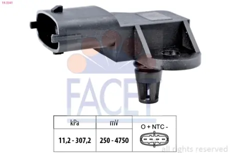 Датчик тиску вихлопних газів Fiat Doblo / Ford Focus/Mondeo/Transit Connect 1.0-2.3 i/EcoBoost 11-> Facet FACET 10.3341