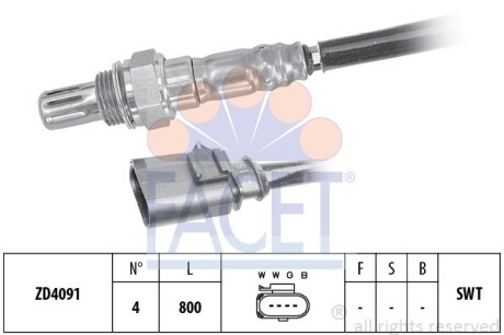 Датчик кислорода (лямбда-зонд) VW Golf/Passat/Tiguan 1.2-2.0 TSI/TDI 12-> FACET 10.8199