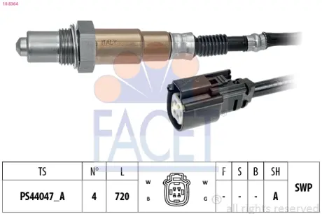 Датчик кисню (лямбда-зонд) нижній Ford Focus III (10-) 2.0 Gdi (10.8364) Facet FACET 108364